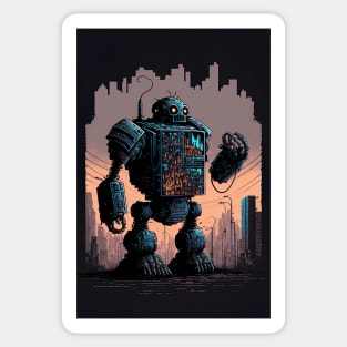 Giant futuristic robot attacking the city Sticker